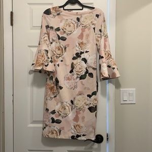 Calvin Klein Pink rose flutter sleeve Dress